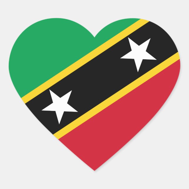 Saint Kitts And Nevis Flag Independence Caribbean Heart Sticker (Front)