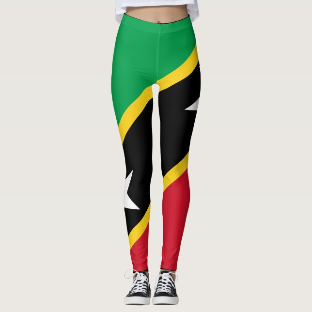 Saint Kitts And Nevis Flag Independence Caribbean Leggings (Front)