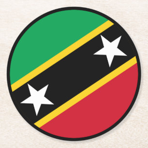 Saint Kitts And Nevis Flag Independence Caribbean Round Paper Coaster