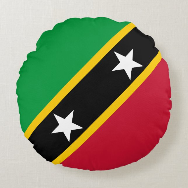 Saint Kitts and Nevis Flag Round Cushion (Front)