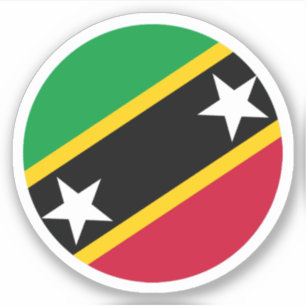 Saint Kitts and Nevis Flag Round Sticker