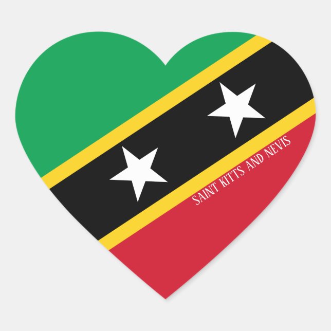 Saint Kitts and Nevis Flag Splendid Patriotic Heart Sticker (Front)