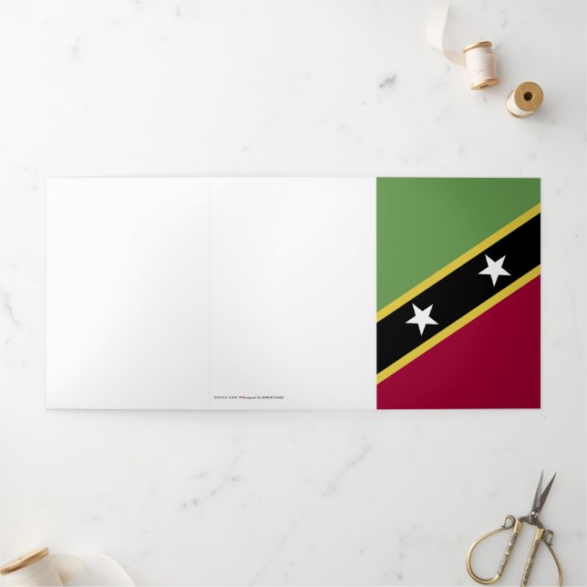 Saint Kitts and Nevis flag Tri-Fold Card (Outside)
