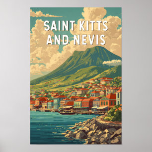Saint Kitts and Nevis Illustration Travel Art Poster