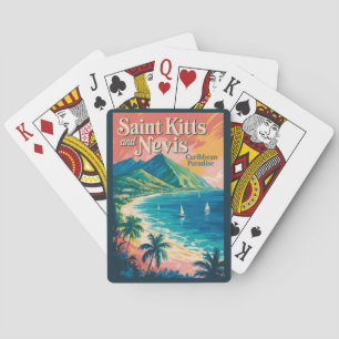 Saint Kitts and Nevis Landscape Illustration Retro Playing Cards