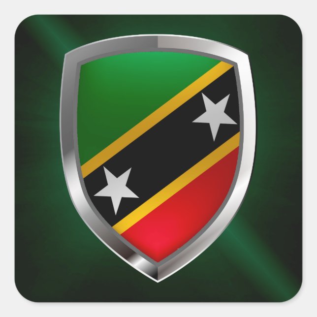 Saint Kitts and Nevis Metallic Emblem Square Sticker (Front)