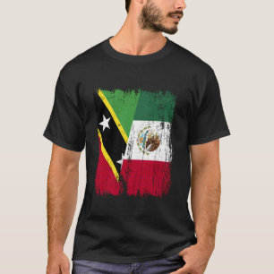 Saint Kitts and Nevis Mexico Half Flag T-Shirt