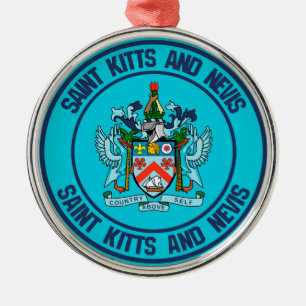 Saint Kitts and Nevis Round Emblem Metal Tree Decoration