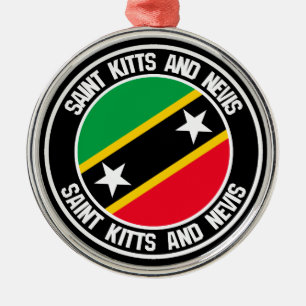 Saint Kitts and Nevis Round Emblem Metal Tree Decoration