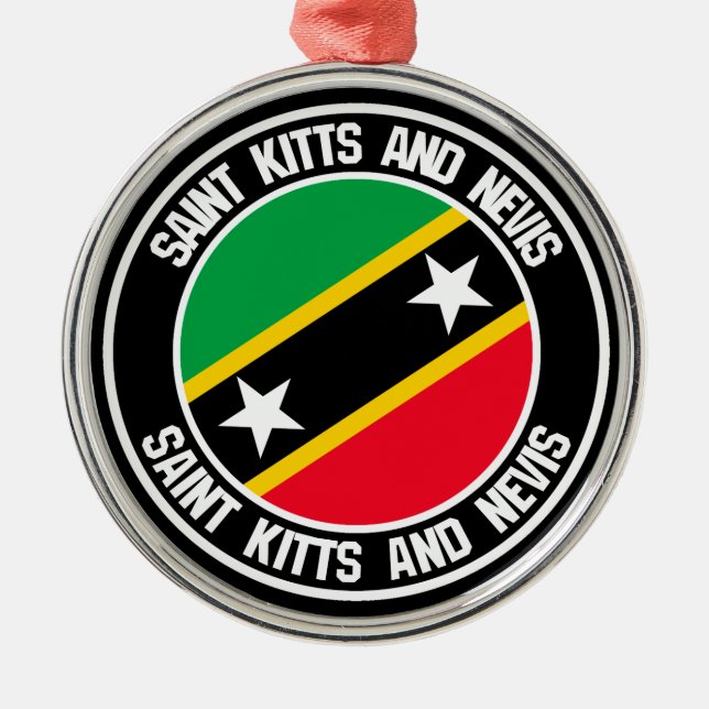 Saint Kitts and Nevis Round Emblem Metal Tree Decoration (Front)