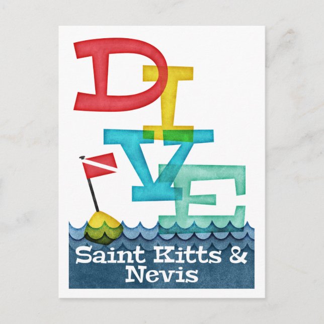 Saint Kitts & Nevis Dive - Colourful Scuba Postcard (Front)