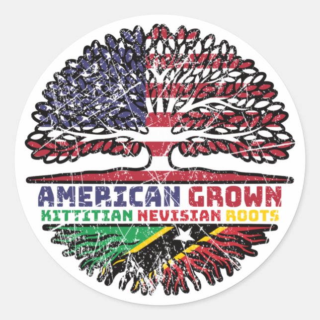 Saint Kitts Nevis Kittitian Nevisian American USA Classic Round Sticker (Front)