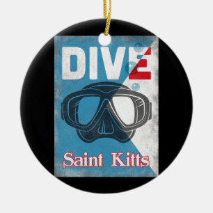 Saint Kitts Vintage Scuba Diving Mask Ceramic Tree Decoration