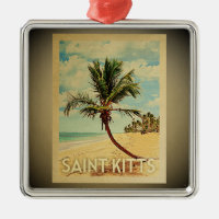 Saint Kitts Vintage Travel Ornament Palm Tree St