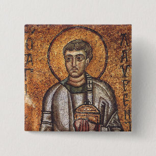 Saint Lawrence Orthodox Mosaic Art Print 15 Cm Square Badge