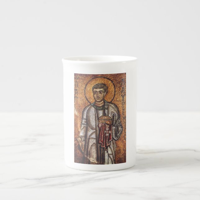 Saint Lawrence Orthodox Mosaic Art Print Bone China Mug (Front)
