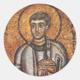 Saint Lawrence Orthodox Mosaic Art Print Classic Round Sticker