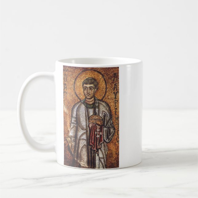 Saint Lawrence Orthodox Mosaic Art Print Coffee Mug (Left)