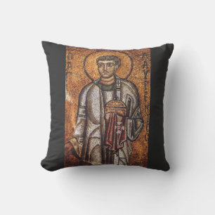 Saint Lawrence Orthodox Mosaic Art Print Cushion
