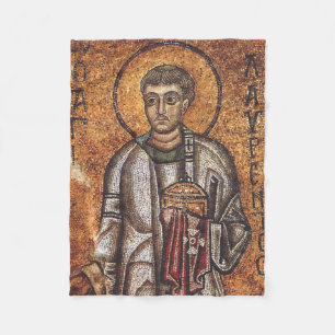 Saint Lawrence Orthodox Mosaic Art Print Fleece Blanket