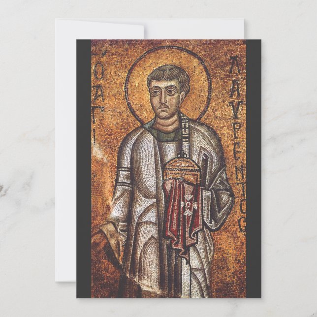 Saint Lawrence Orthodox Mosaic Art Print Invitation (Front)