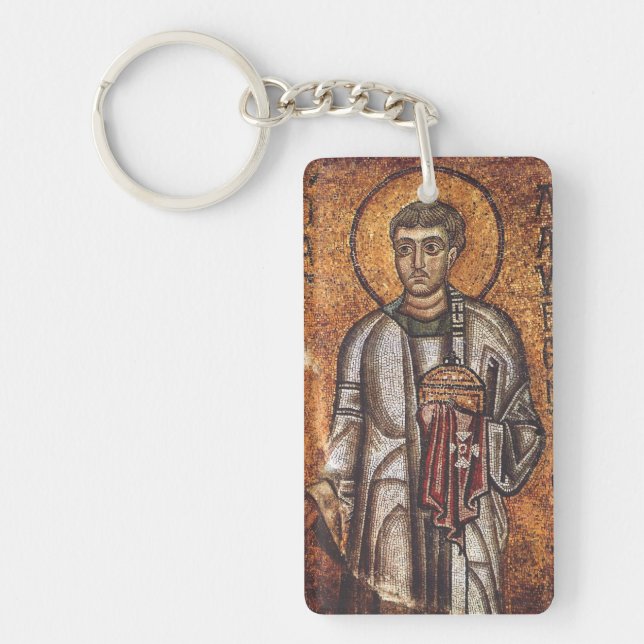 Saint Lawrence Orthodox Mosaic Art Print Key Ring (Front)