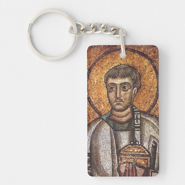 Saint Lawrence Orthodox Mosaic Art Print Key Ring (Front)