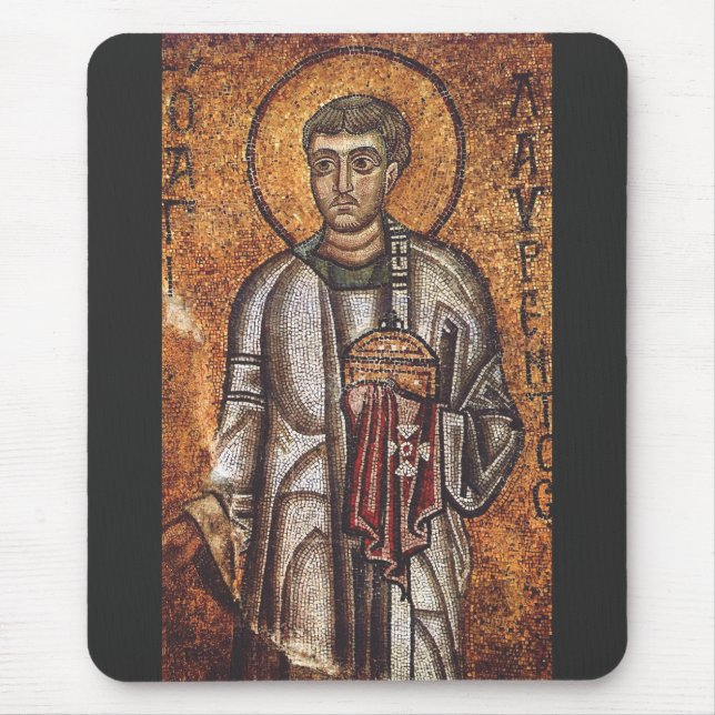 Saint Lawrence Orthodox Mosaic Art Print Mouse Mat (Front)