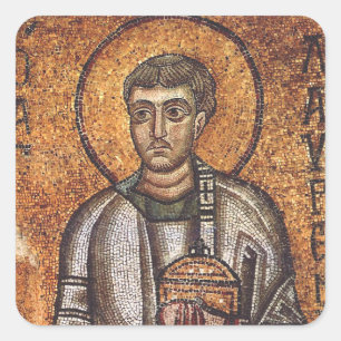 Saint Lawrence Orthodox Mosaic Art Print Square Sticker