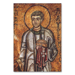 Saint Lawrence Orthodox Mosaic Art Print Table Number