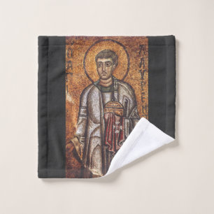 Saint Lawrence Orthodox Mosaic Art Print Wash Cloth