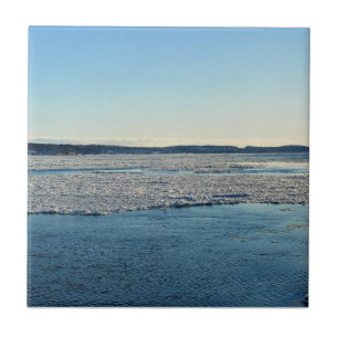 Saint Lawrence River in Winter, Quebec, Canada Tile