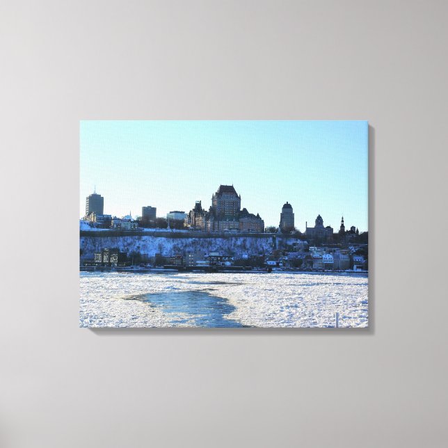 Saint Lawrence River & Old Quebec City, Quebec  Canvas Print (Front)