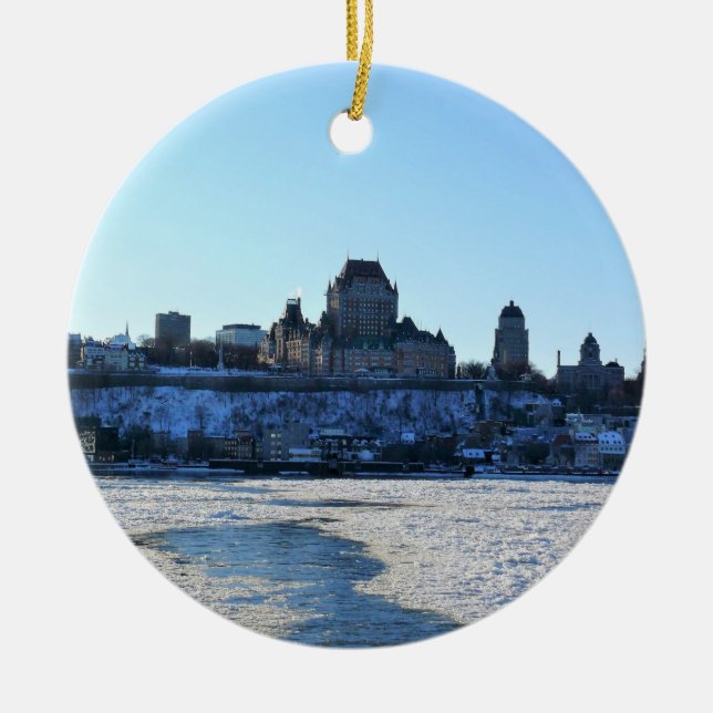 Saint Lawrence River & Old Quebec City, Quebec Ceramic Tree Decoration (Front)