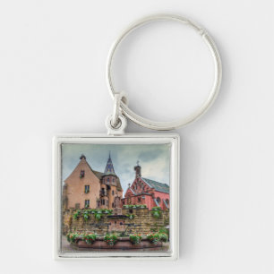 Saint-Leon fountain in Eguisheim, Alsace, France Key Ring