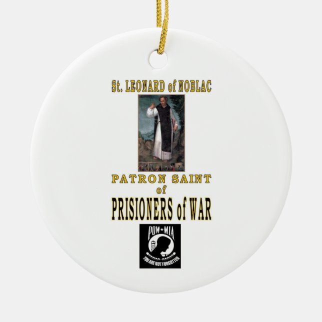SAINT LEONARD of NOBLAC Ceramic Tree Decoration (Front)