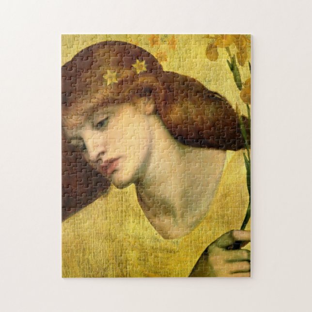 Saint Lily [Sancta Lilias] (by Gabriel Rossetti) Jigsaw Puzzle (Vertical)