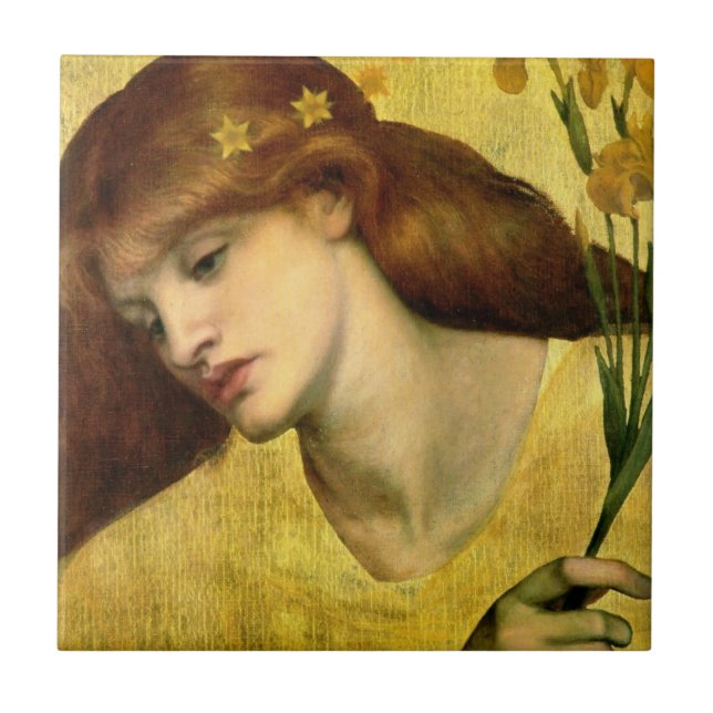 Saint Lily [Sancta Lilias] (by Gabriel Rossetti) Tile (Front)