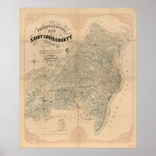 Saint Louis County vintage map Poster