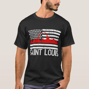 Saint Louis Firefighter Red Line Skyline American  T-Shirt