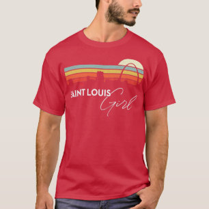 Saint Louis Girl Retro Sunset City Skyline Souveni T-Shirt