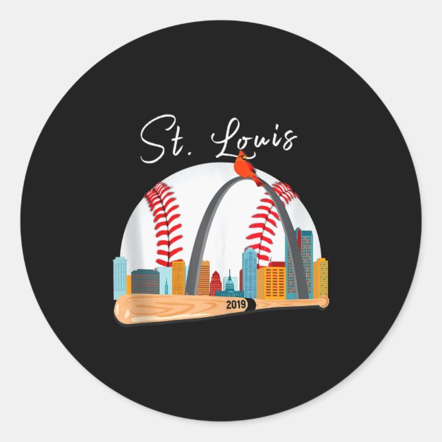 Saint Louis Red Cardinal New Skyline Ball Design T Classic Round Sticker (Front)