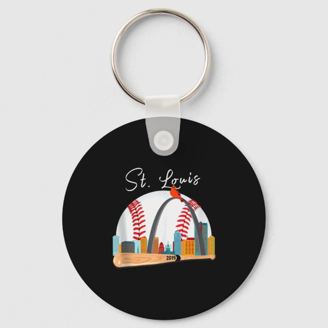 Saint Louis Red Cardinal New Skyline Ball Design T Key Ring (Front)