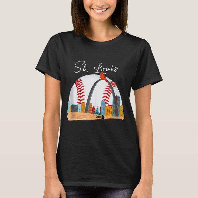 Saint Louis Red Cardinal New Skyline Ball Design T T-Shirt (Front)