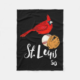 Saint Louis Red Cardinal Number 50 Baseball Art  Fleece Blanket