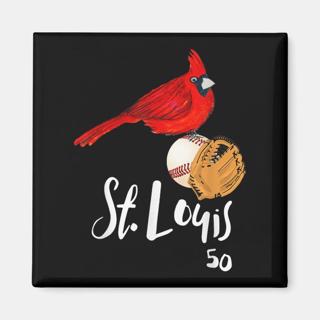 Saint Louis Red Cardinal Number 50 Baseball Art  Magnet (Front)
