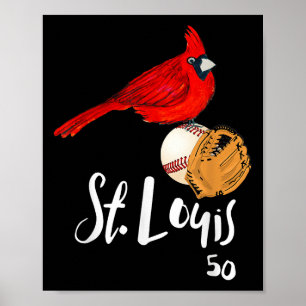 Saint Louis Red Cardinal Number 50 Baseball Art Poster