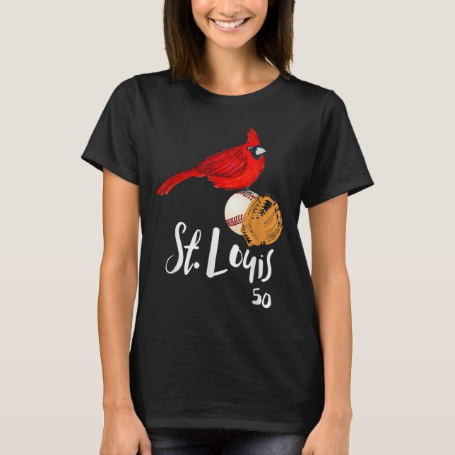 Saint Louis Red Cardinal Number 50 Baseball Art  T-Shirt (Front)