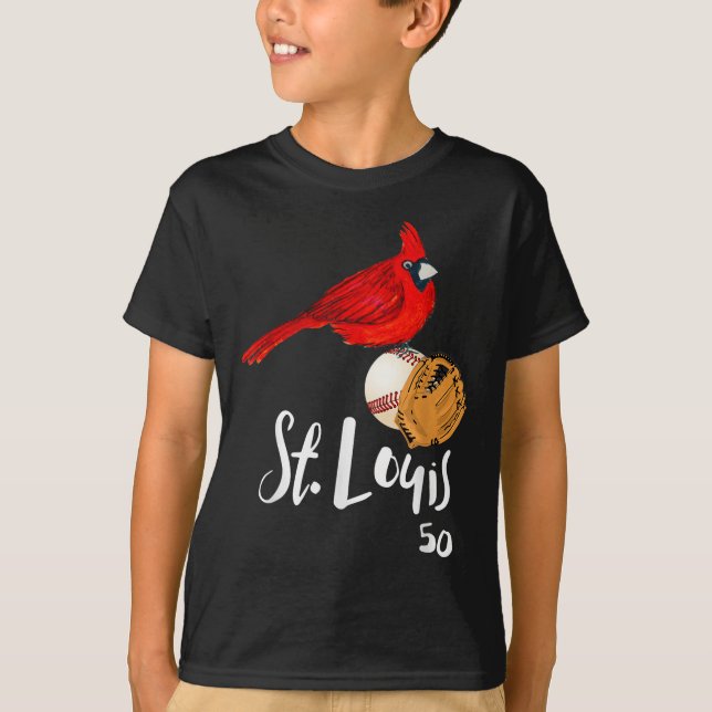 Saint Louis Red Cardinal Number 50 Baseball Art  T-Shirt (Front)