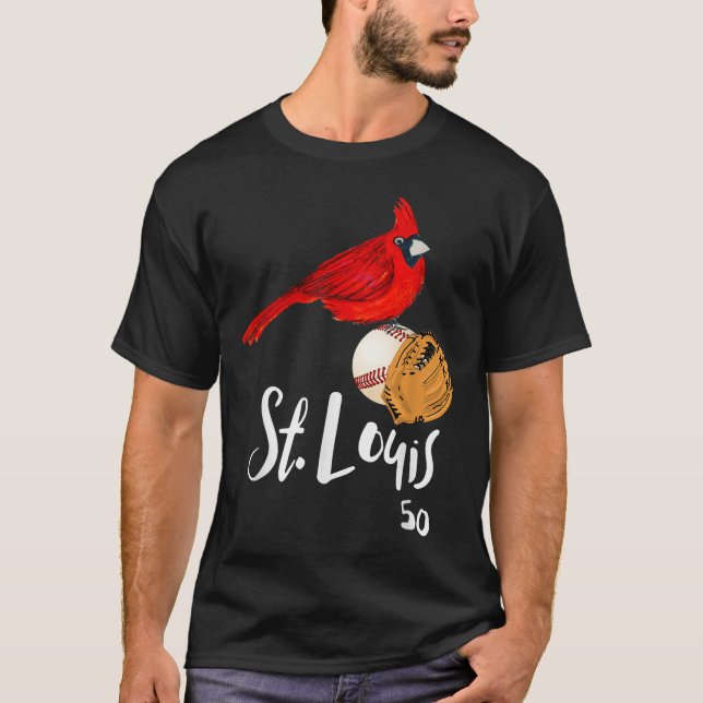 Saint Louis Red Cardinal Number 50 Baseball Art  T-Shirt (Front)